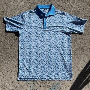 Footjoy Mens Medium Floral Multicolor Golf Performance Polo Shirt Heritage CC